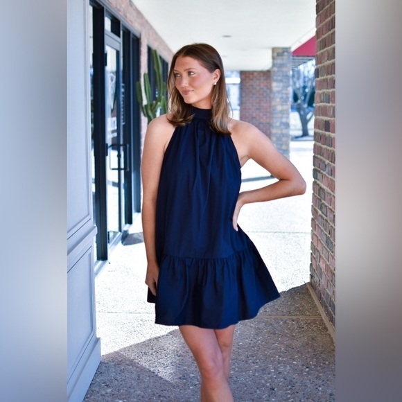 STAUD Navy Marlowe Mini Dress XS - Picture 2 of 8